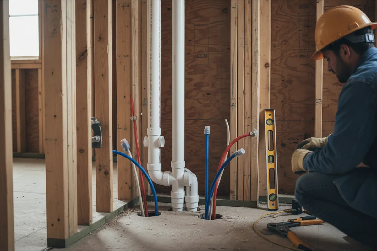 Drain and supply rough-in during Garbage Disposal Repair in East Jewett