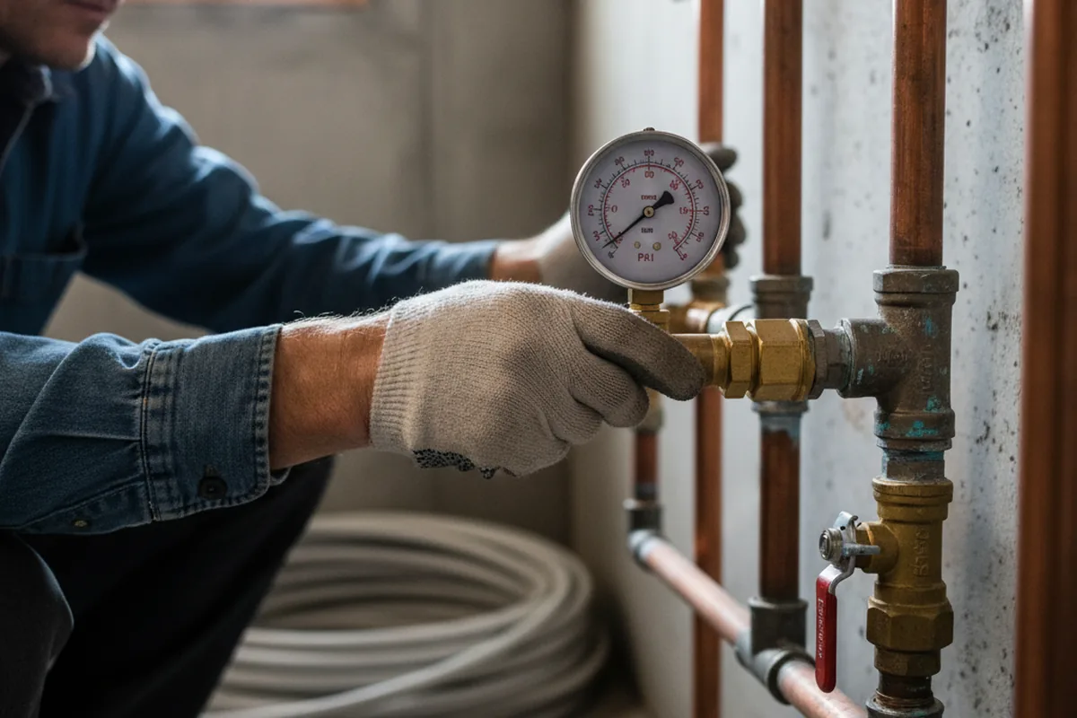 Pressure testing a repaired line during Water Line Repair in East Jewett